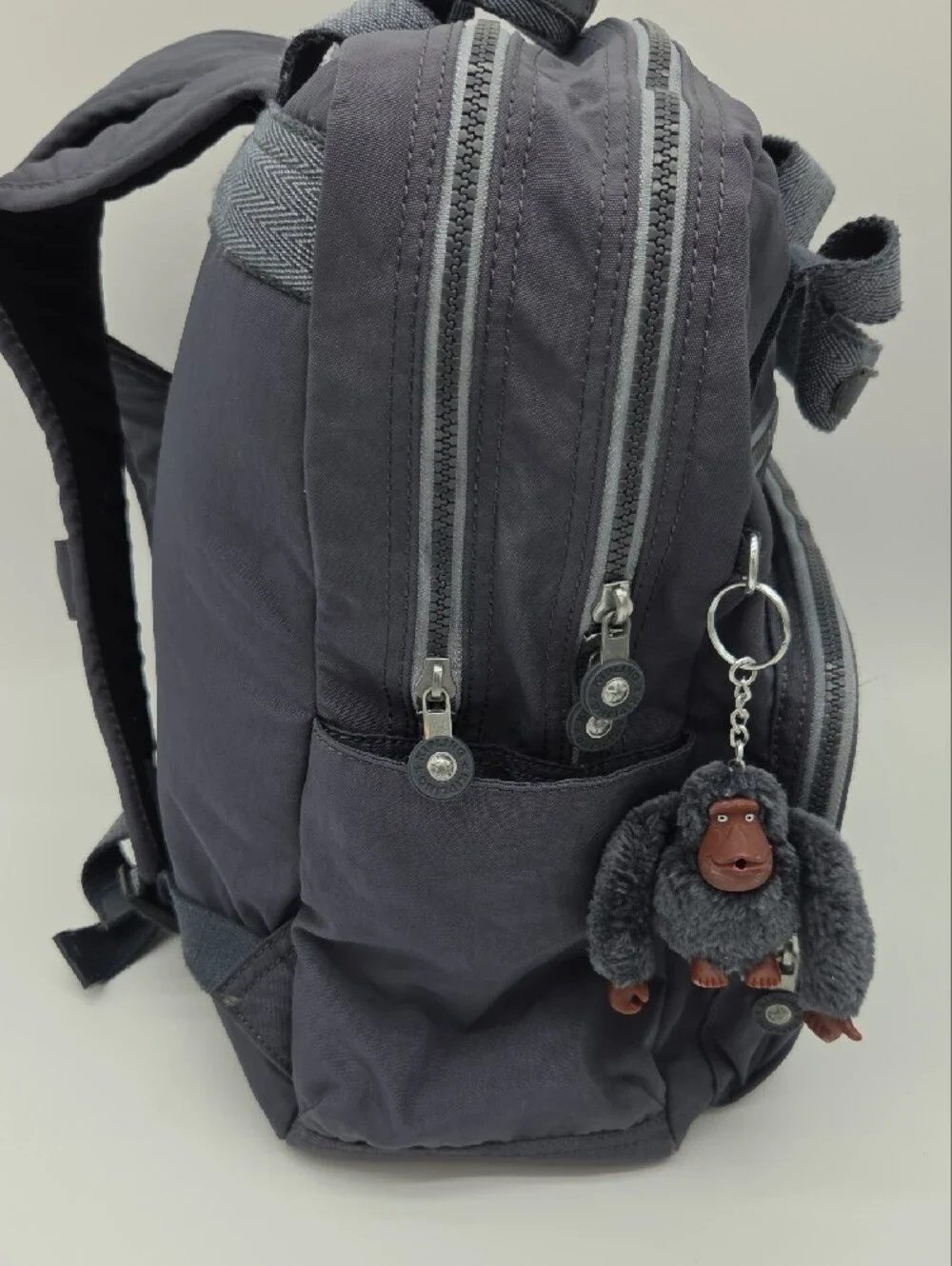 Kipling Gray  Diaper Backpack Bag with Monkey Keychain And Baby Pad